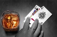 whiskey with cards